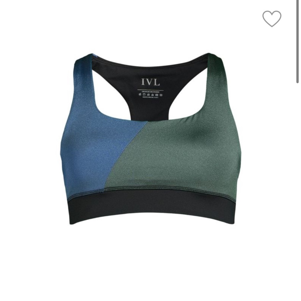 IVL Shimmer Racerback Sports Bra Women's Colorblock Sports Bra - Blue and Green